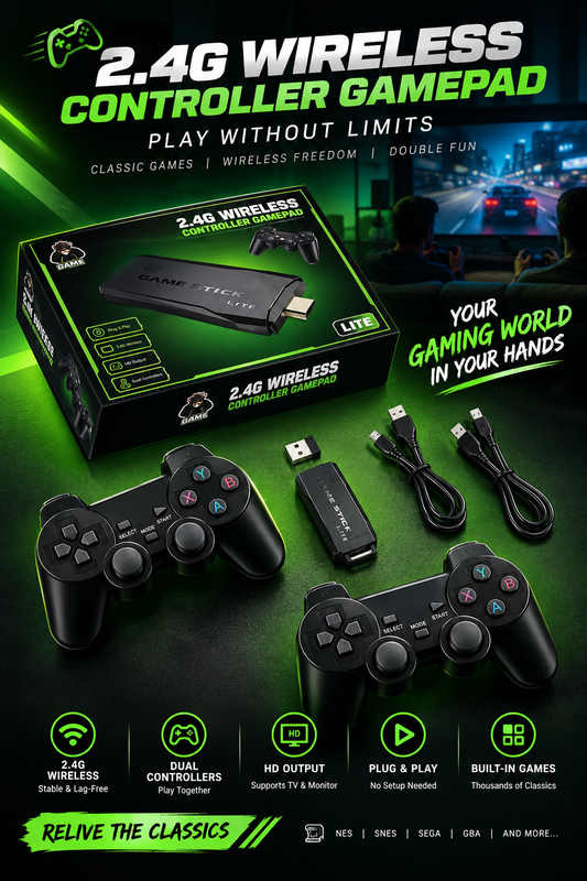 Game Stick Lite 4K HDMI Retro Game Console with 20,000+ Classic Games, 2.4GHz Wireless Controllers, 9 Built-in Emulators, Plug & Play TV Gaming System, Supports PS1, GBA, NES, SNES, SEGA & Arcade Games
